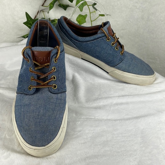 Polo Ralph Lauren Other - Polo Vaughn Blue/Indigo Jean Classic Boat Shoe Sneaker With Leather Trim & Laces